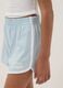 Shorts azzurri in puro cotone da ragazza slim fit con profili bianchi_2
