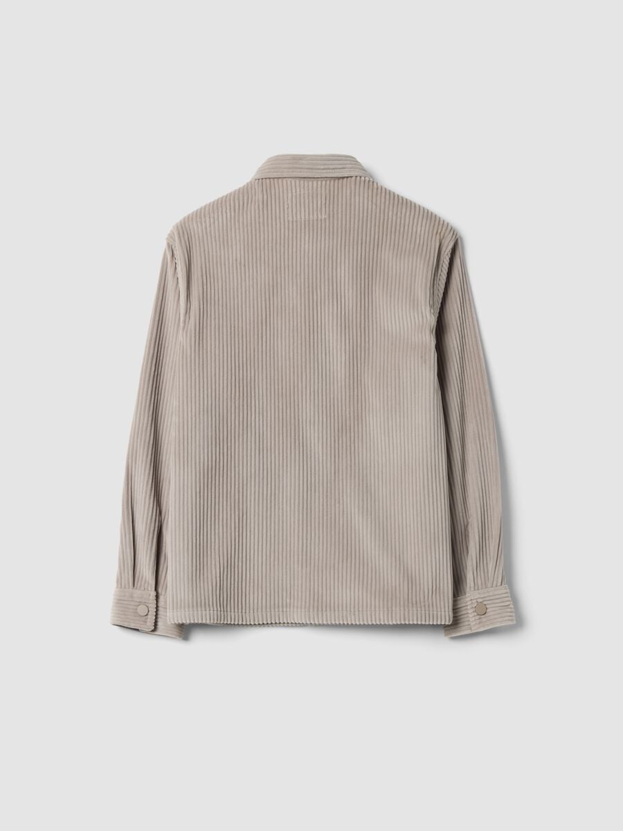 Beige ribbed shirt with classic collar_2