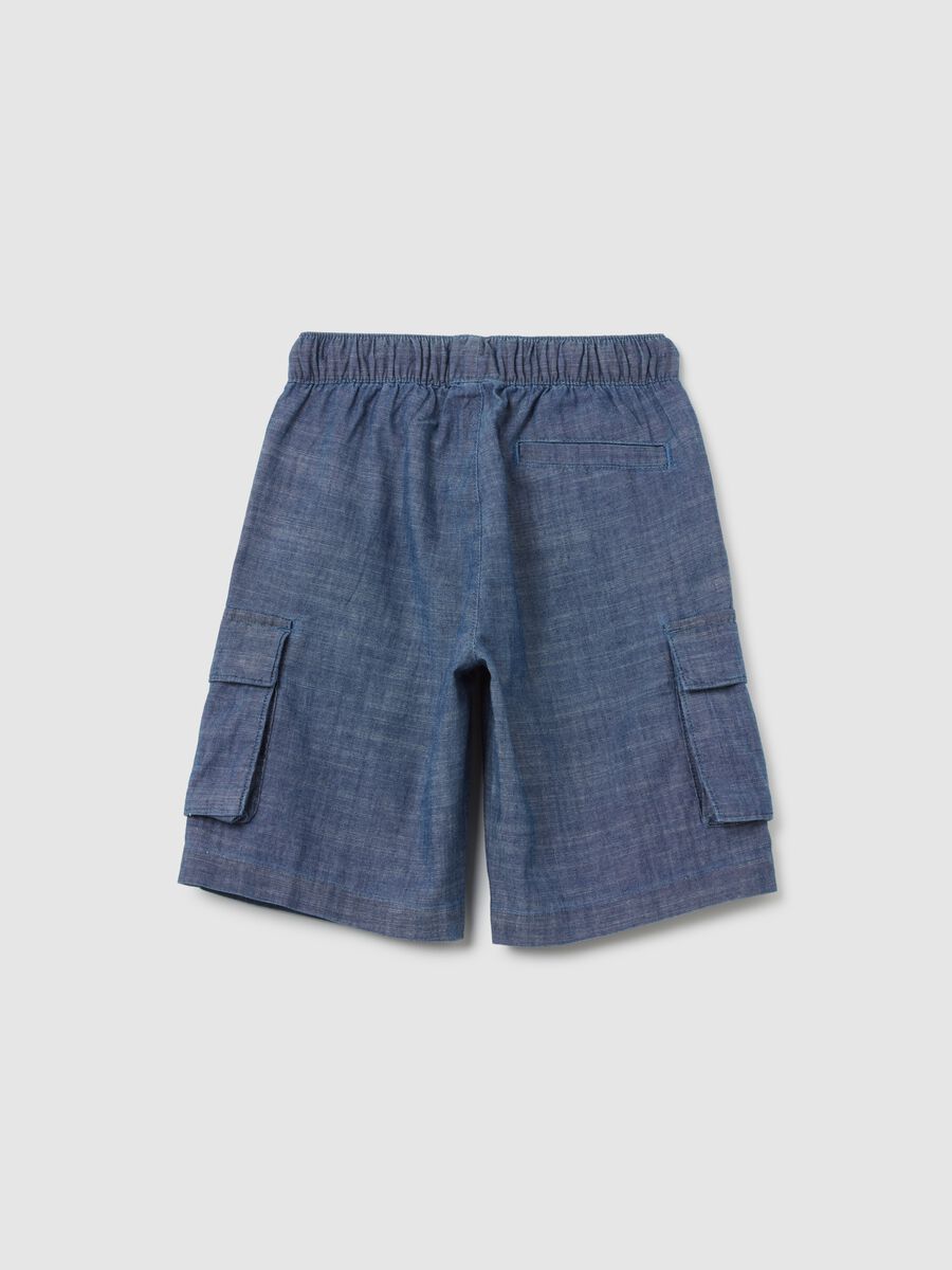 Boys' blue pure cotton regular fit shorts with elasticated waistband_1