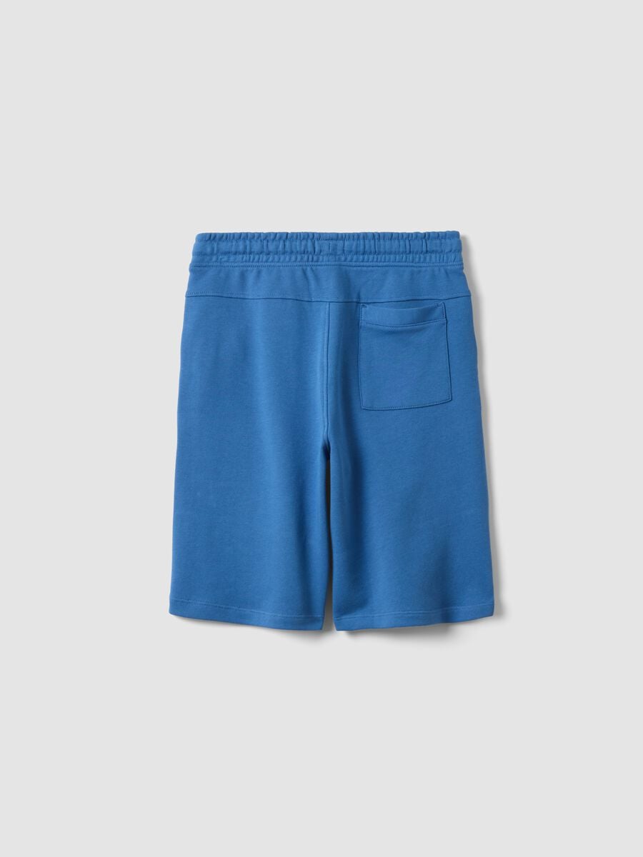 Pantaloni corti in puro cotone blu da ragazzo comfort fit_4