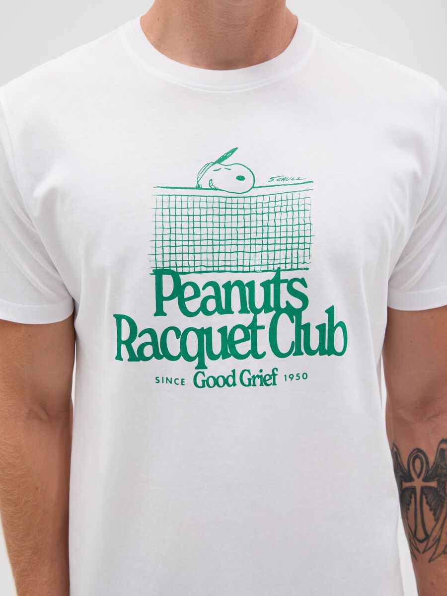 Men's white regular fit pure cotton t-shirt with Peanuts print_2