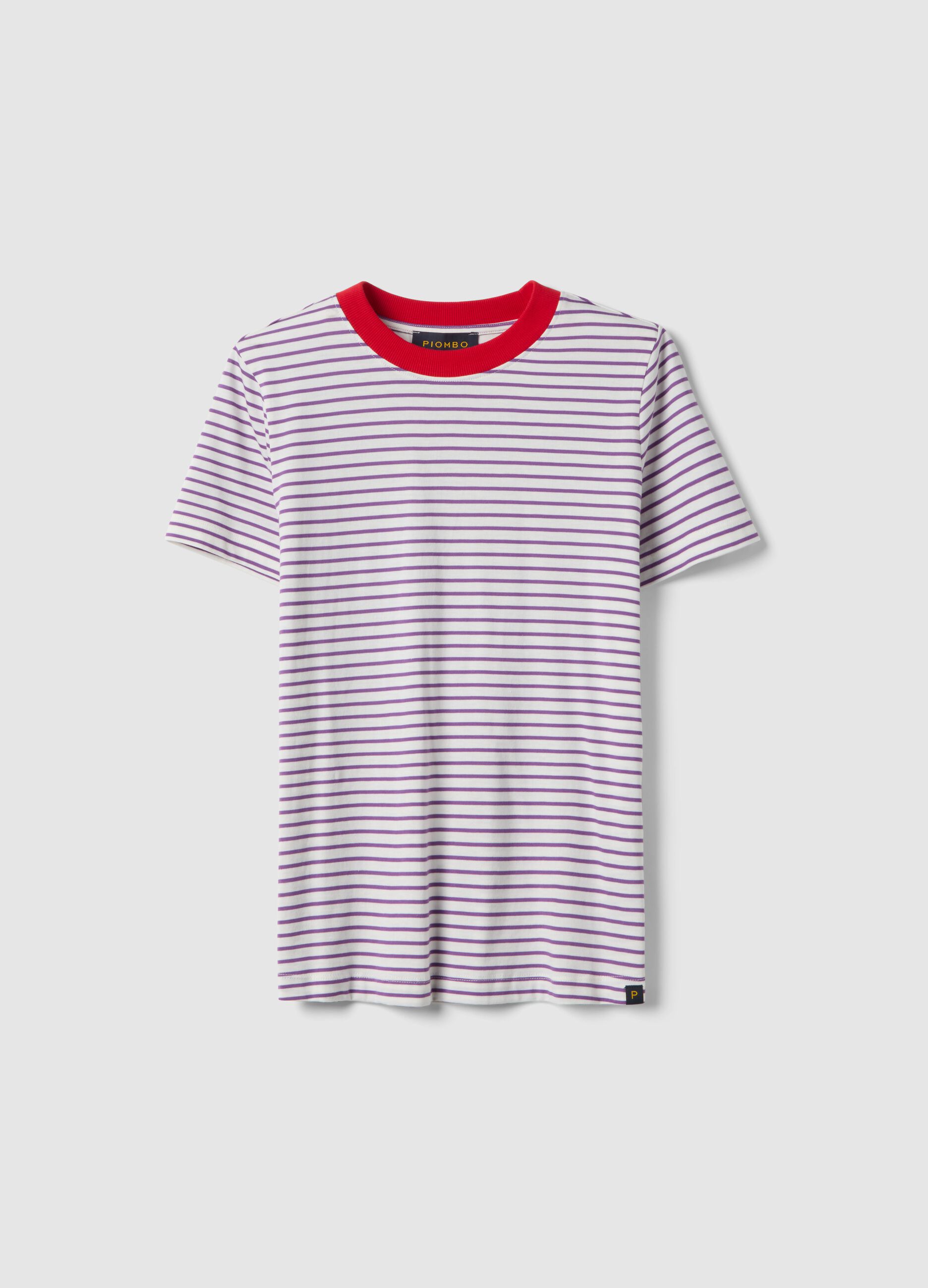 Green and white T-shirt in pure cotton regular fit