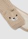 Sciarpa beige lavorata a maglia con orsetto_1