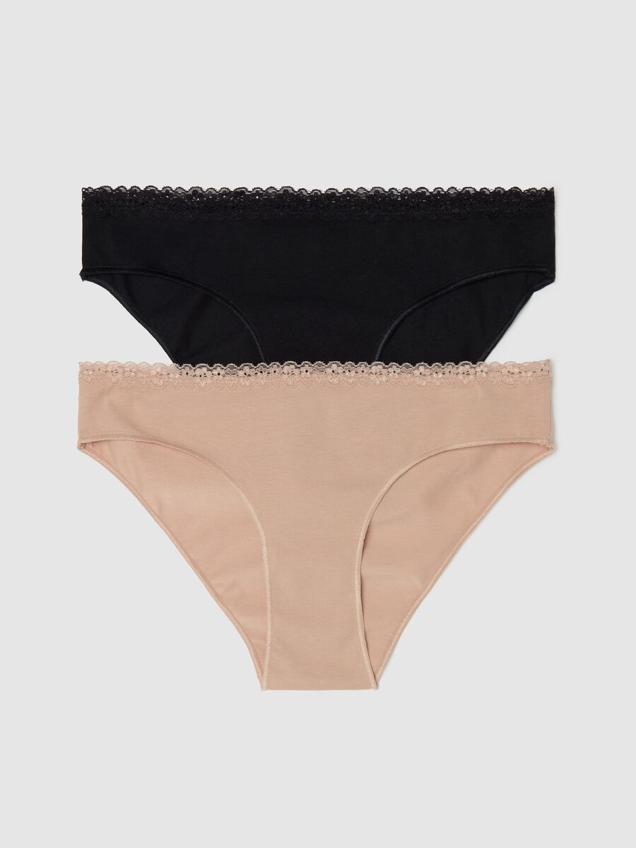 Two-pack briefs in stretch cotton with lace_0