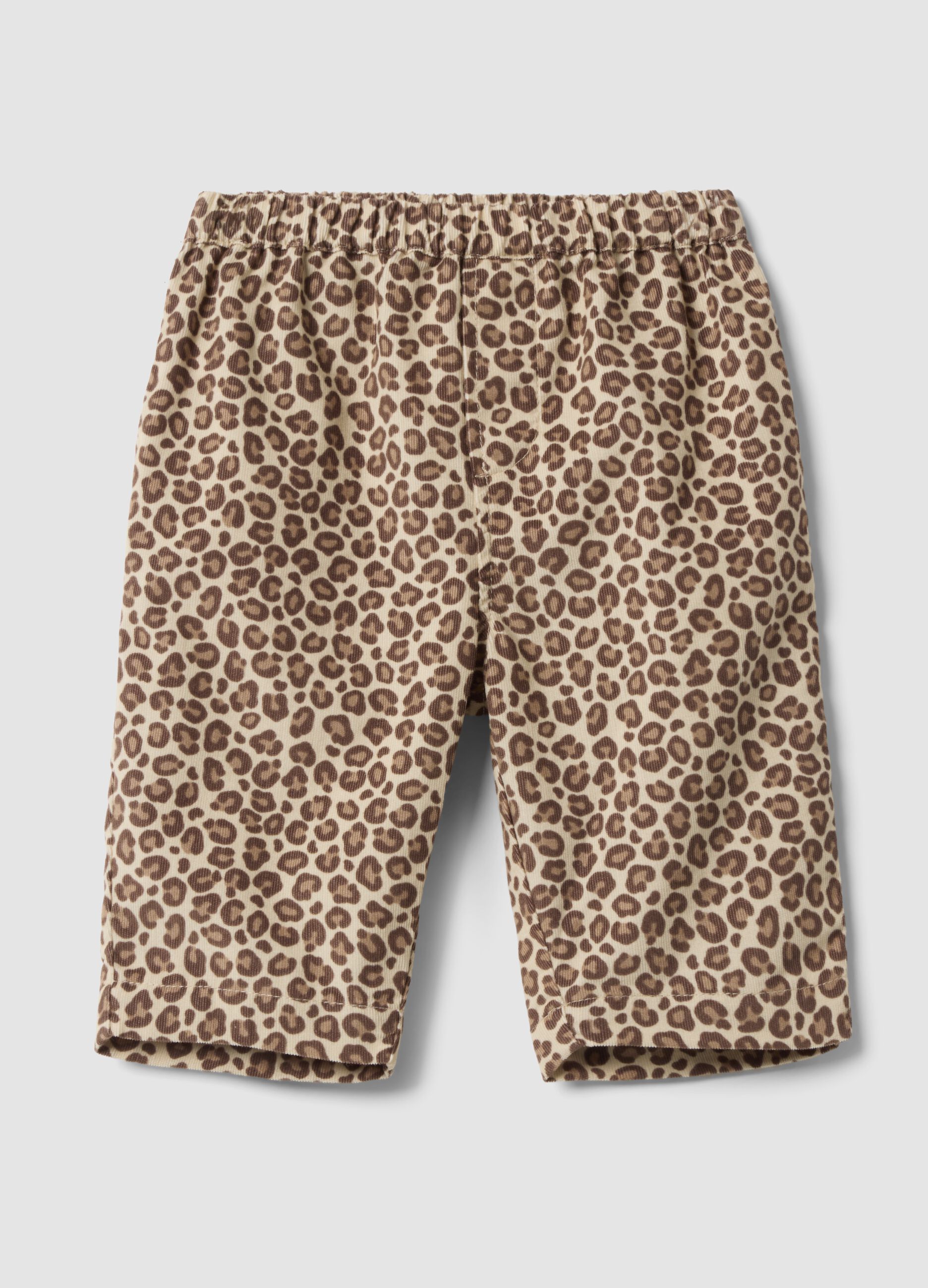 Brown animal print cotton & lyocell blend trousers for baby girl