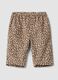 Brown animal print cotton & lyocell blend trousers for baby girl_0