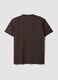 Brown mercerised pure cotton crew-neck T-shirt, regular fit_1