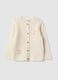 Girls' beige pure cotton cardigan with regular fit and embroidery_0