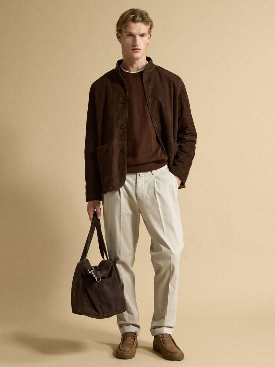 Grey regular-fit stretch cotton chino trousers_1