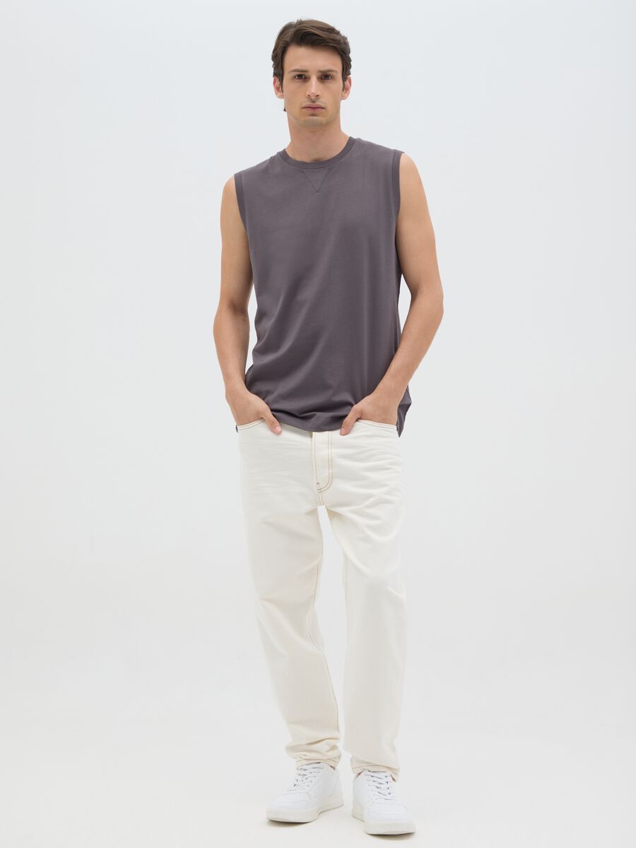 Men's grey pure cotton tank top regular fit_1