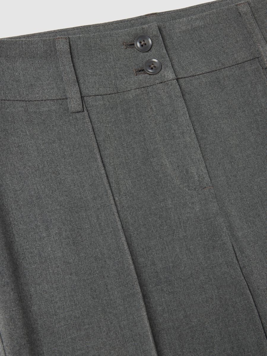 Grey Stretch Flare Fit Trousers_5