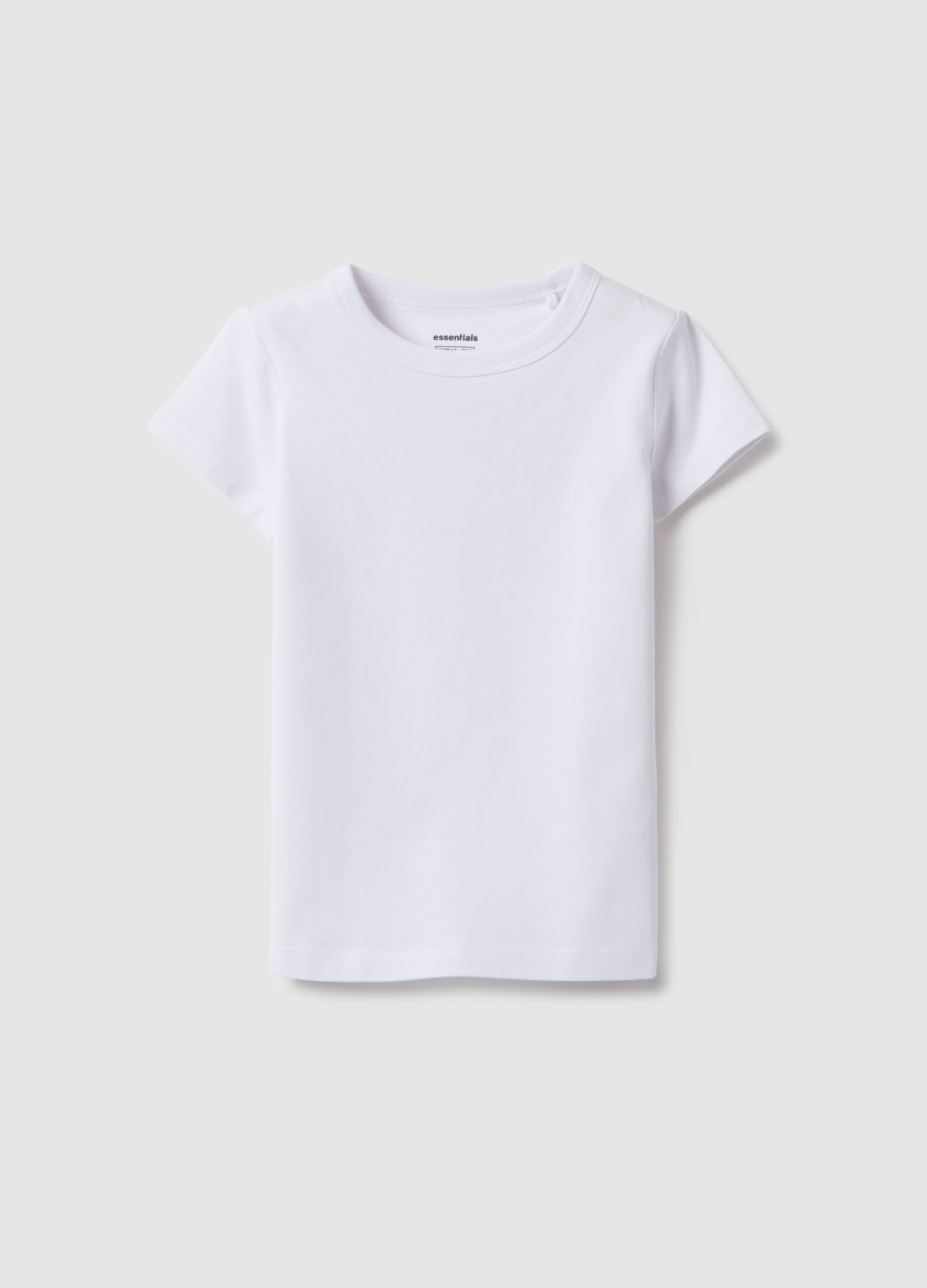 Girls' white cotton blend t-shirt regular fit