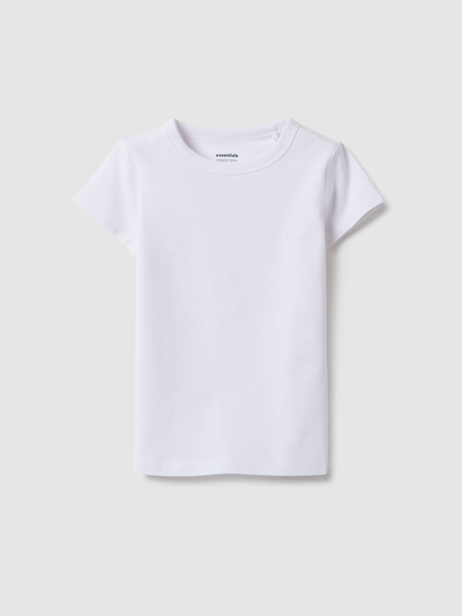 Girls' white cotton blend t-shirt regular fit_0