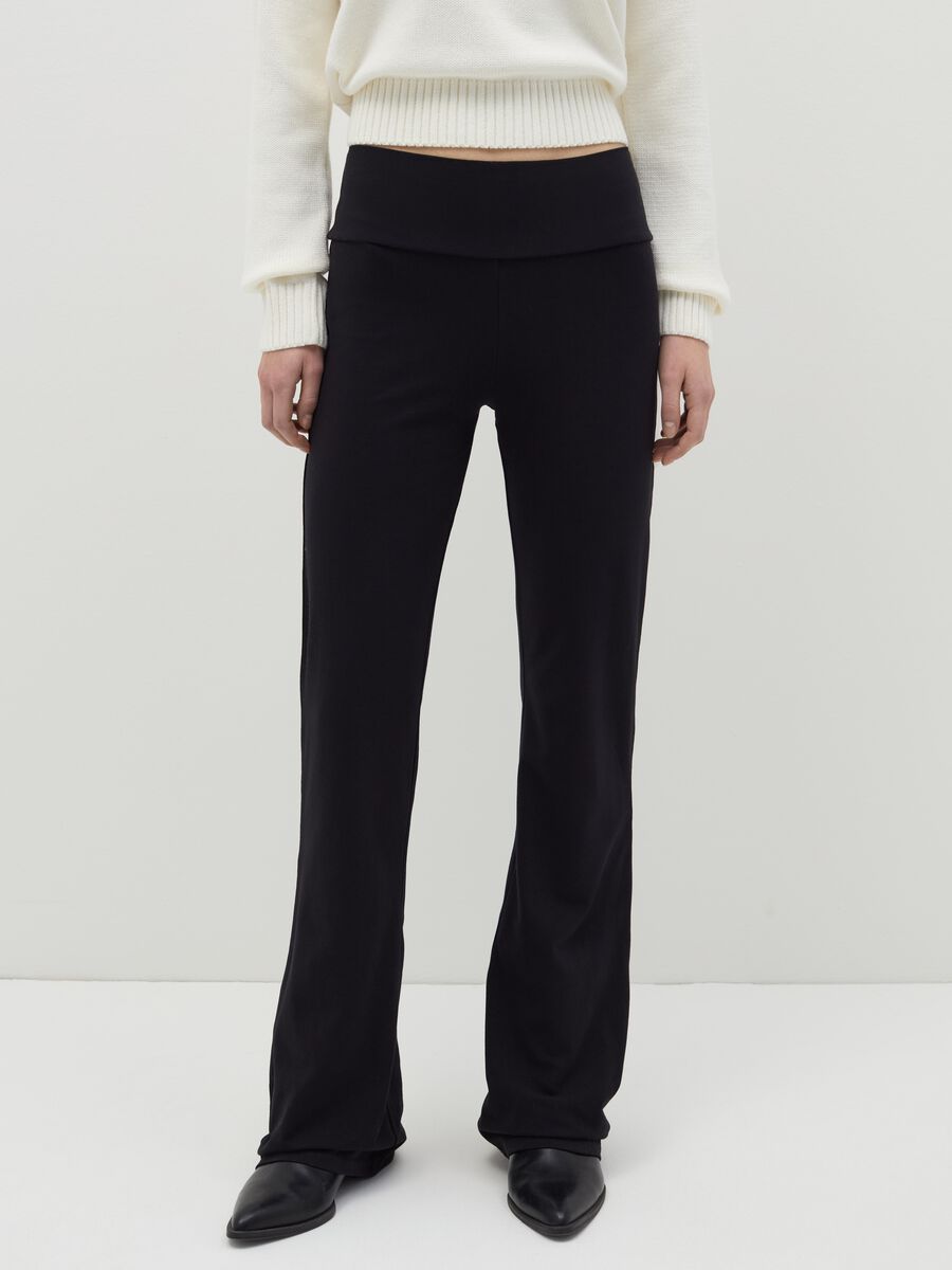 Flare-fit leggings in stretch cotton_1