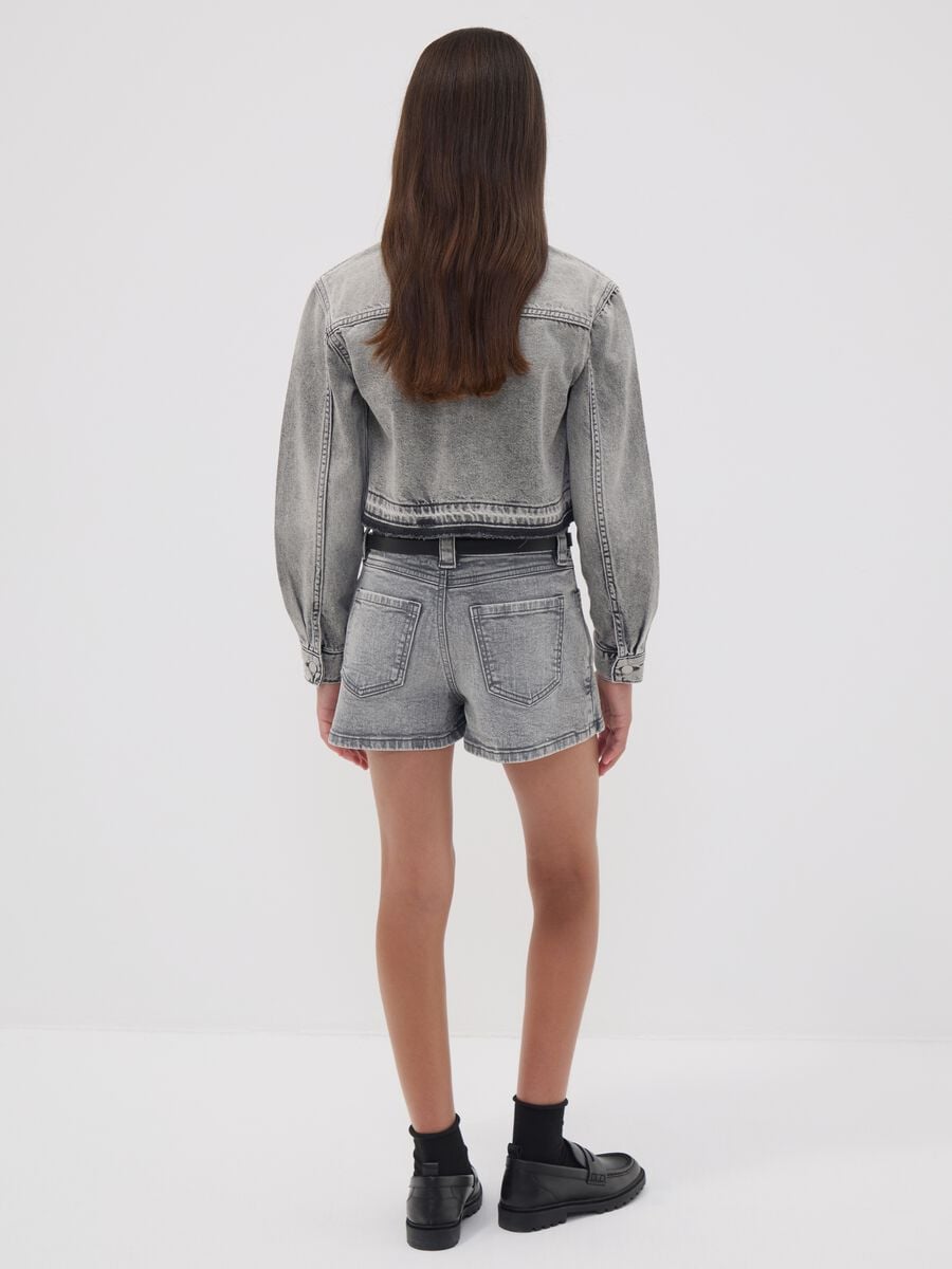 Gonna pantalone grigia in cotone elasticizzato regular fit per ragazza_1