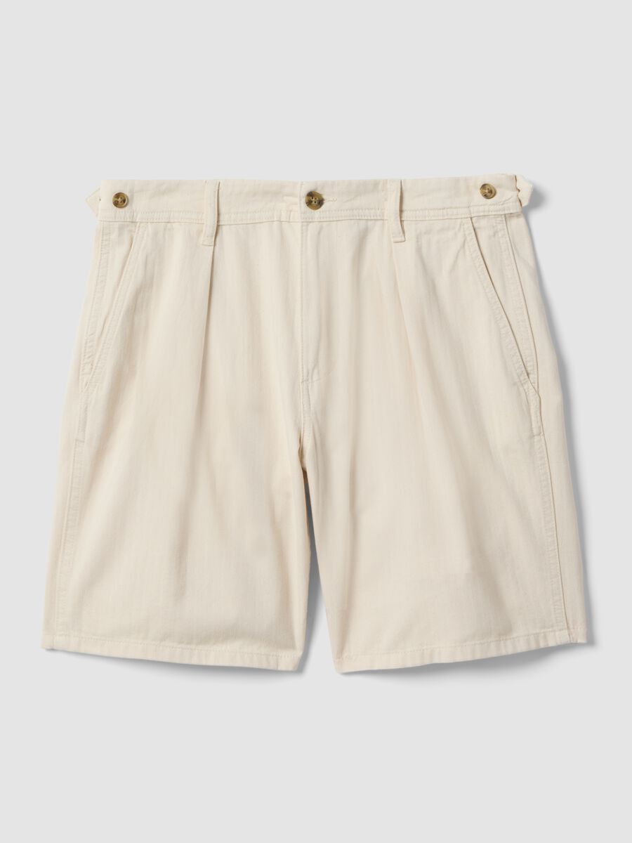 Beige pure cotton chino shorts, regular fit_4