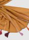 Brown pure cotton scarf with multicolour fringes_2