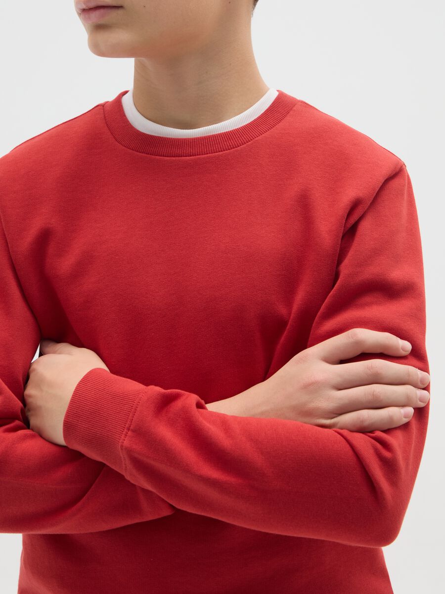 Boy's Red Cotton Crew Neck Sweatshirt in Regular Fit_2