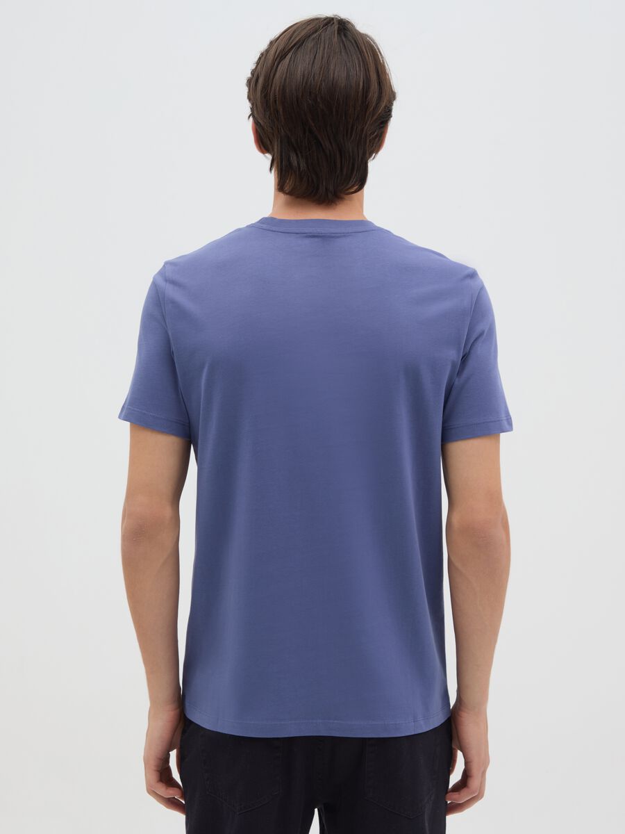 Men's blue pure cotton regular fit T-shirt_3