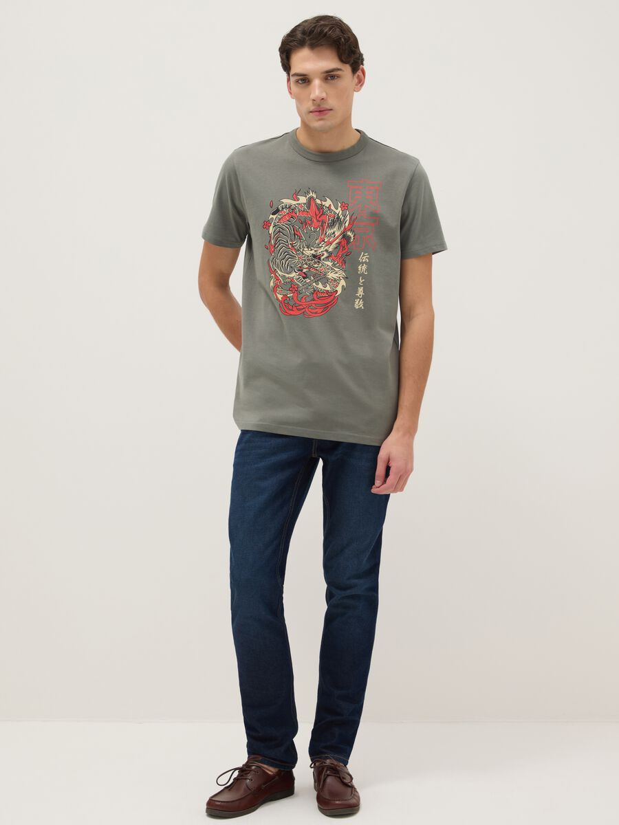 Grey pure cotton regular fit T-shirt with graphic_1