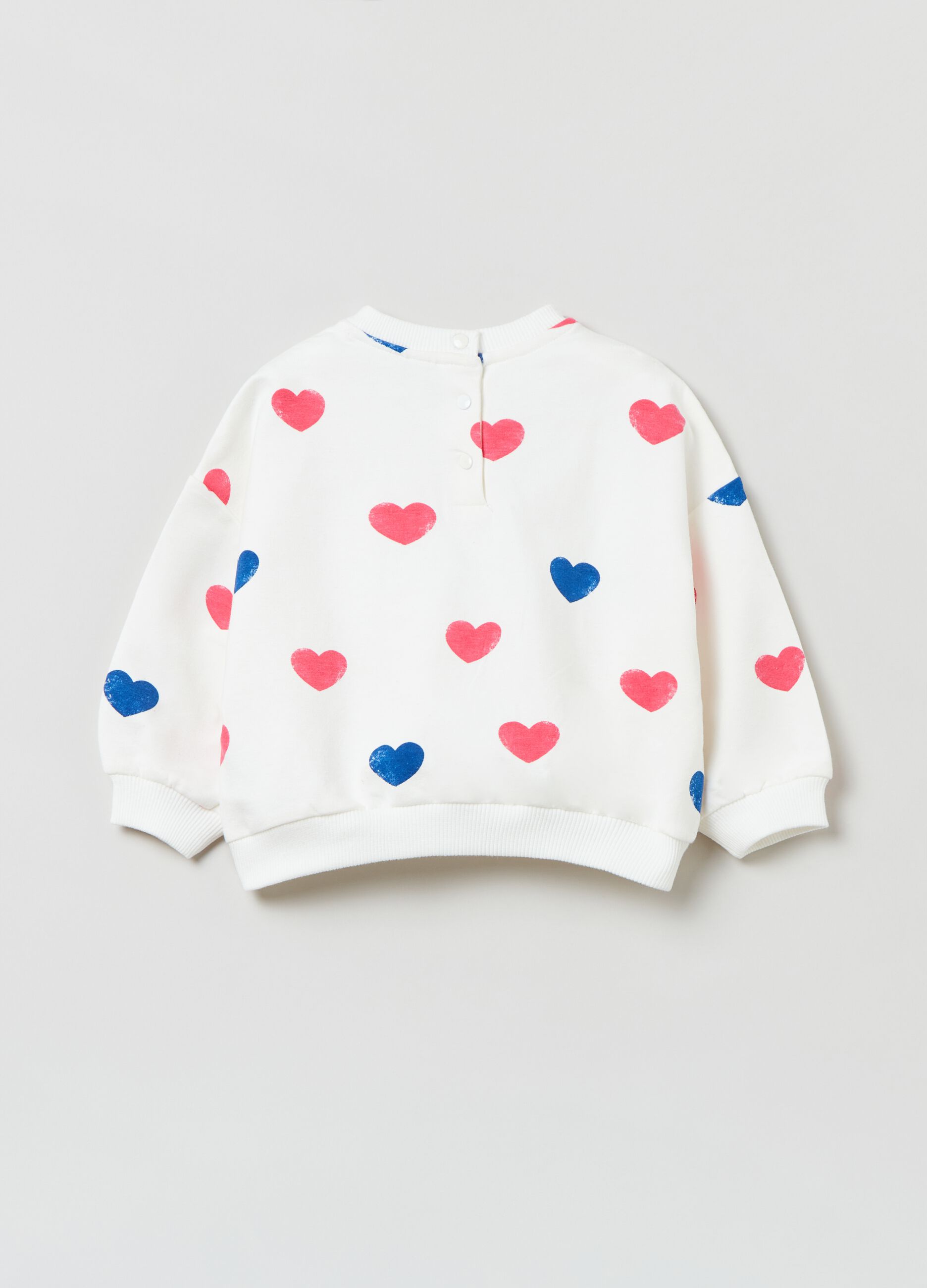 Round neck sweatshirt with hearts print