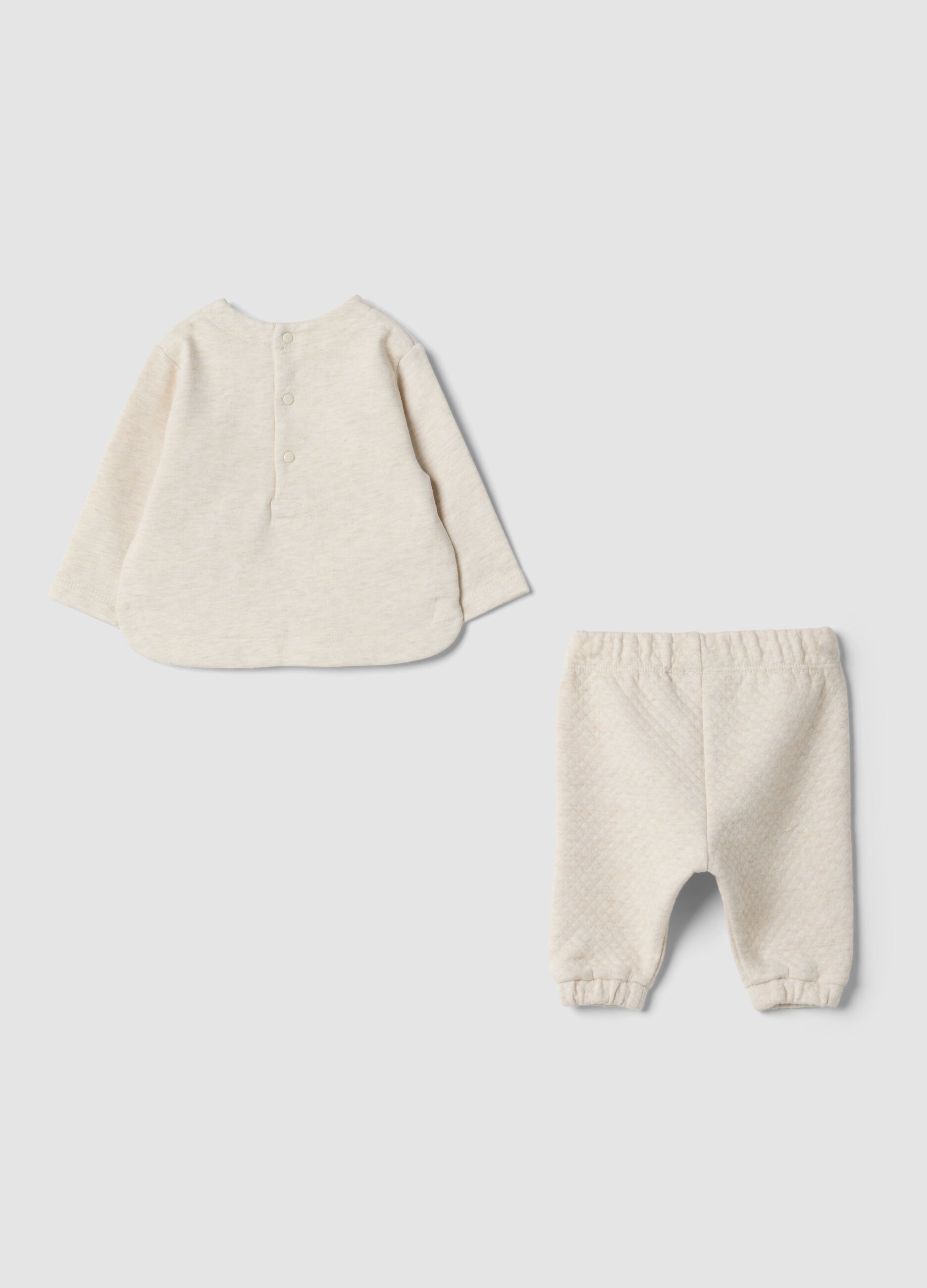 Beige two-piece organic cotton-blend set for baby