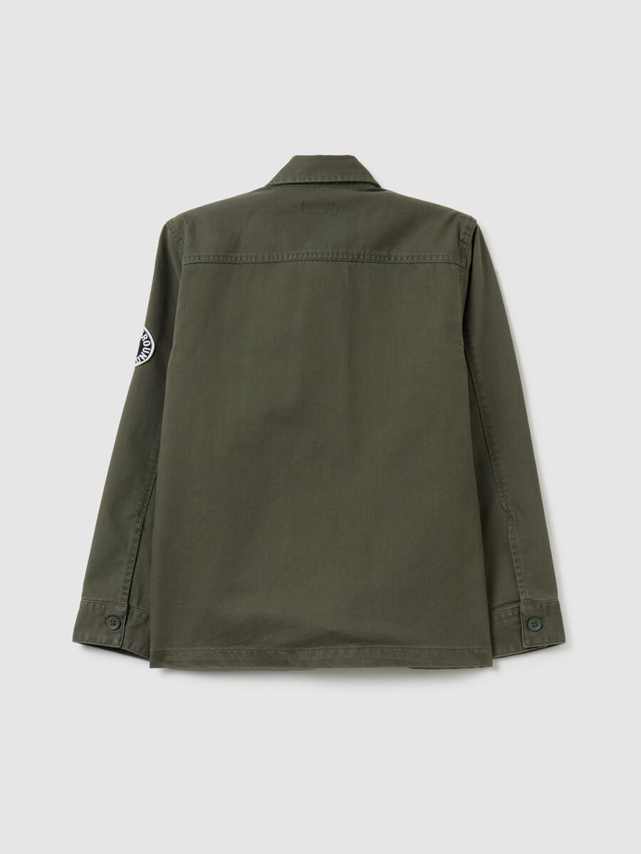 Shacket in twill di cotone con patch_4