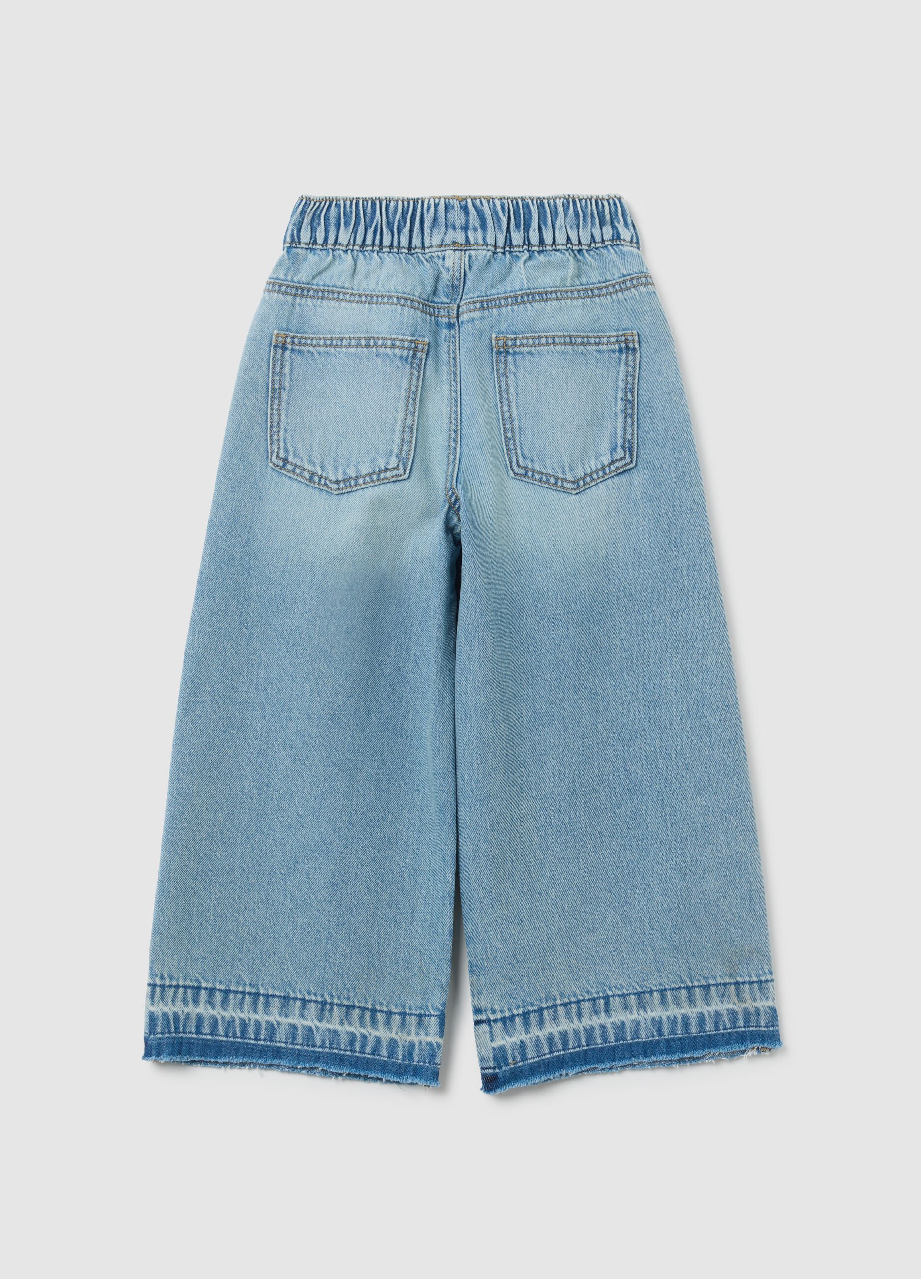 Jeans da bambina in puro cotone denim a gamba larga