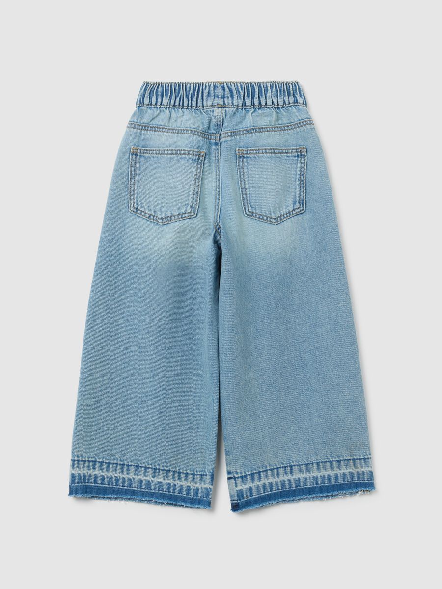 Jeans da bambina in puro cotone denim a gamba larga_1