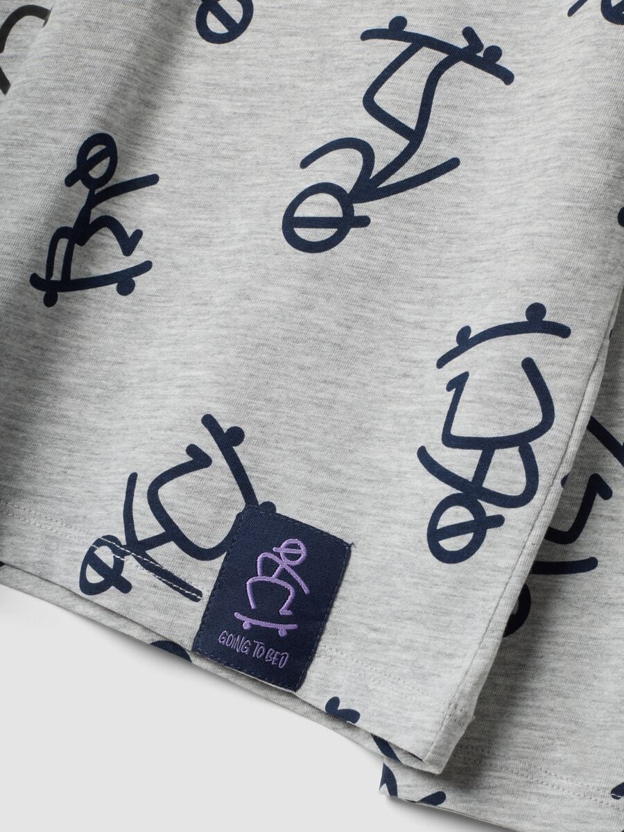 Pigiama grigio in misto cotone organico con stampa all over per bambino e ragazzo_2