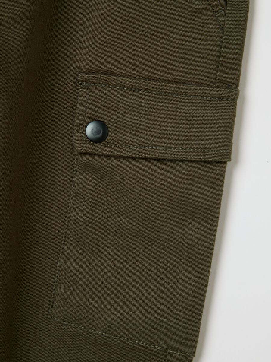 Green Stretch Cotton Blend Children's Trousers_3