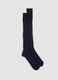 Blue long ribbed socks in pure cotton_0