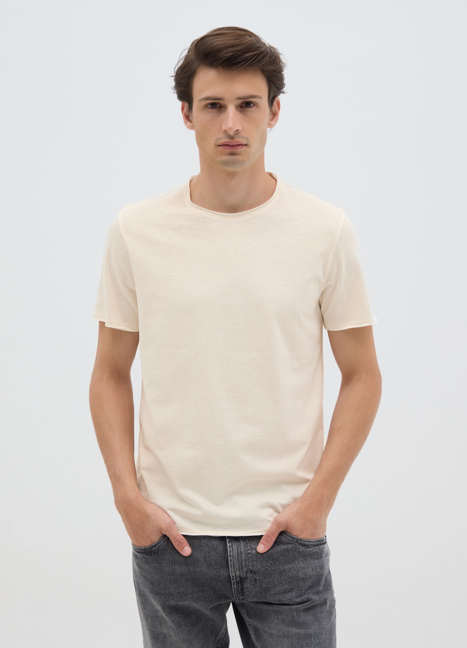Men's pure cotton white T-shirt regular fit