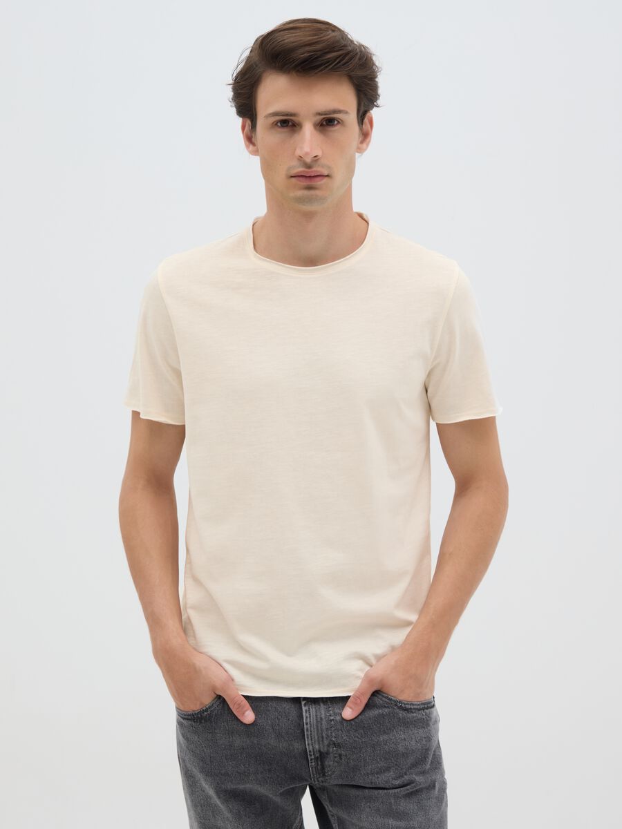 Men's pure cotton white T-shirt regular fit_0