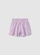 Girl's regular fit purple pure cotton shorts with flowers_0