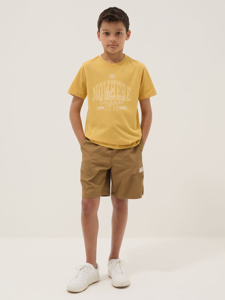 Brown regular-fit pure cotton Bermuda shorts_0