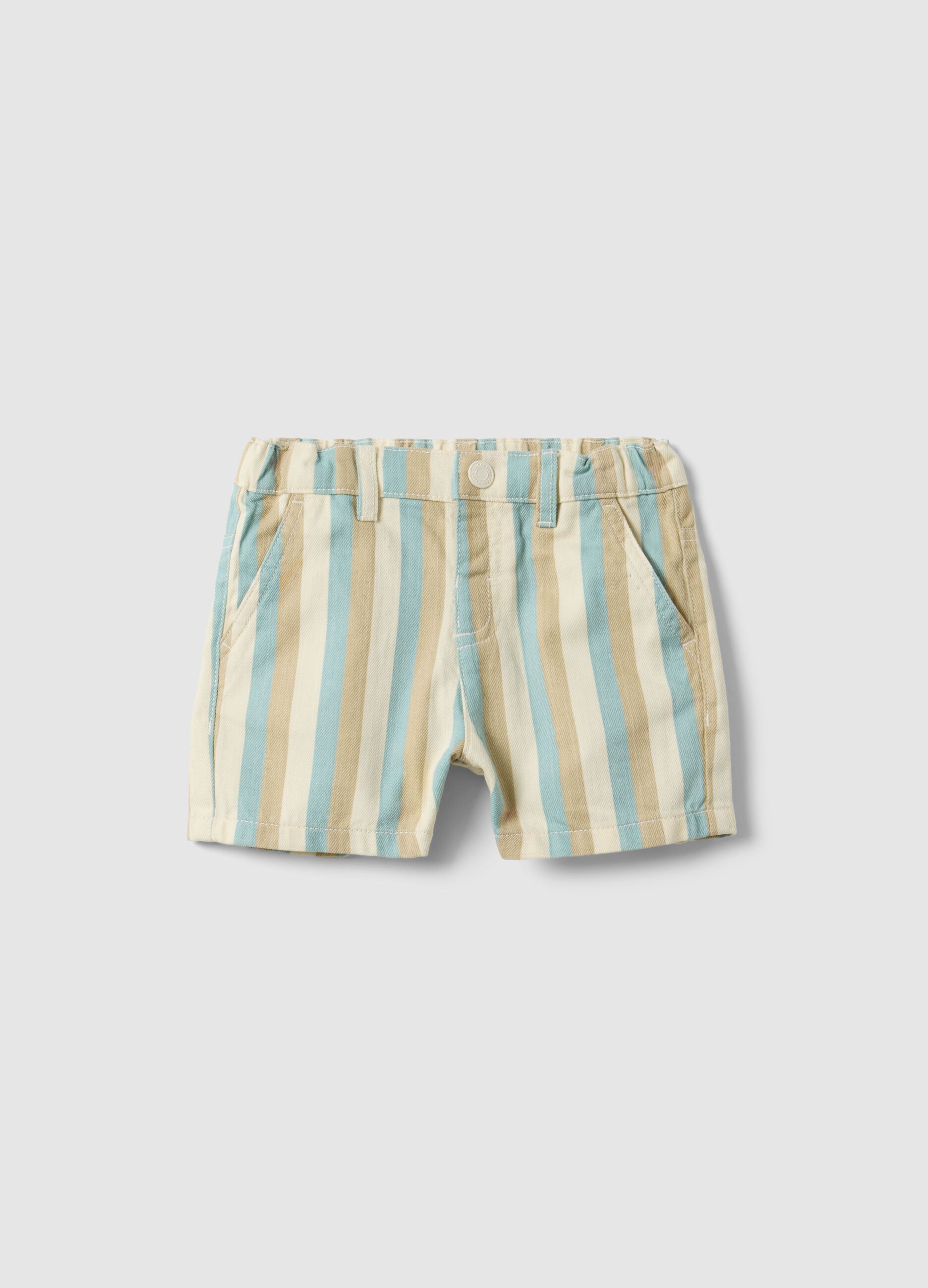 Multicolour striped pure cotton shorts for toddler