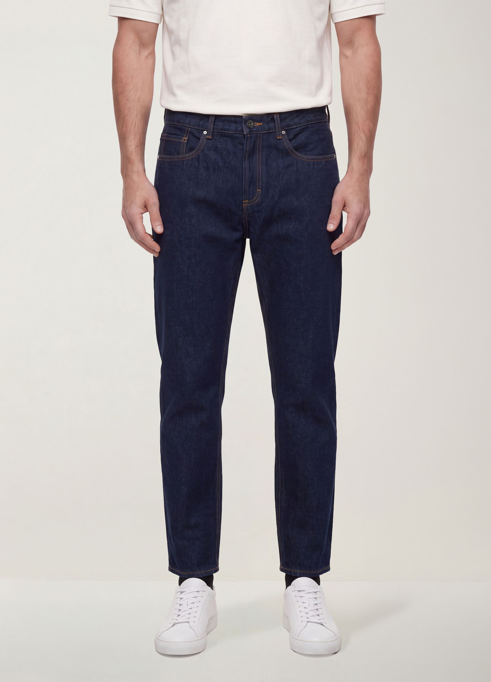 Pure cotton denim jeans, regular tapered fit