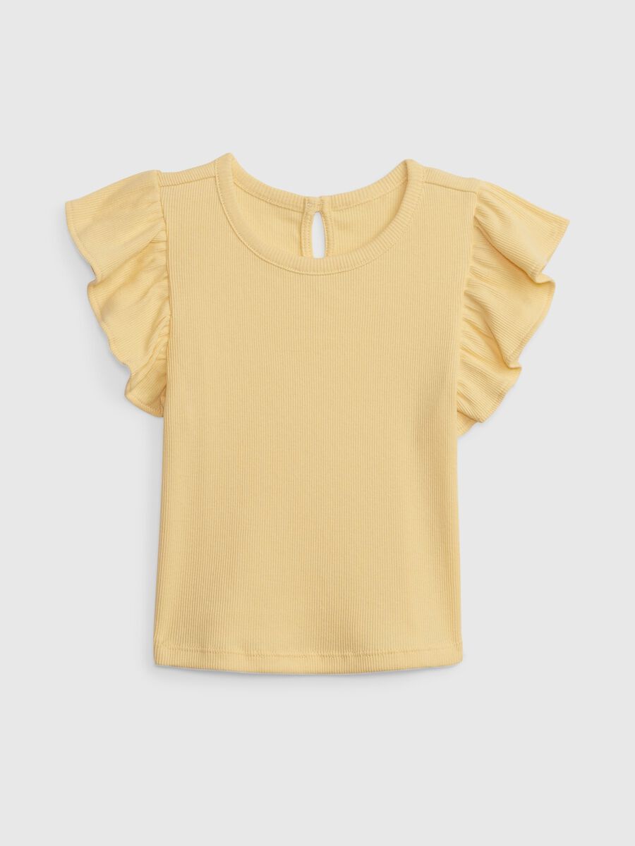 T-shirt with flounced sleeves_0