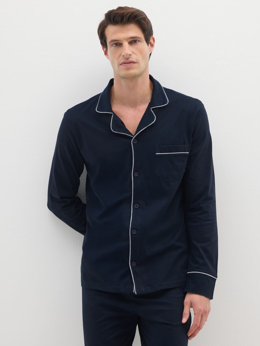 Blue pure cotton regular fit pyjamas_1