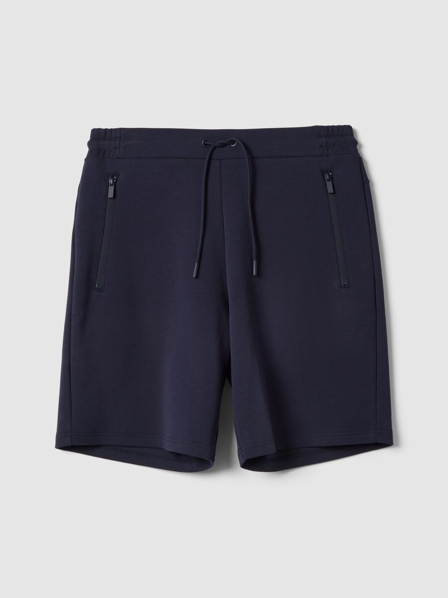 Bermuda in misto cotone elasticizzato blu regular fit_4