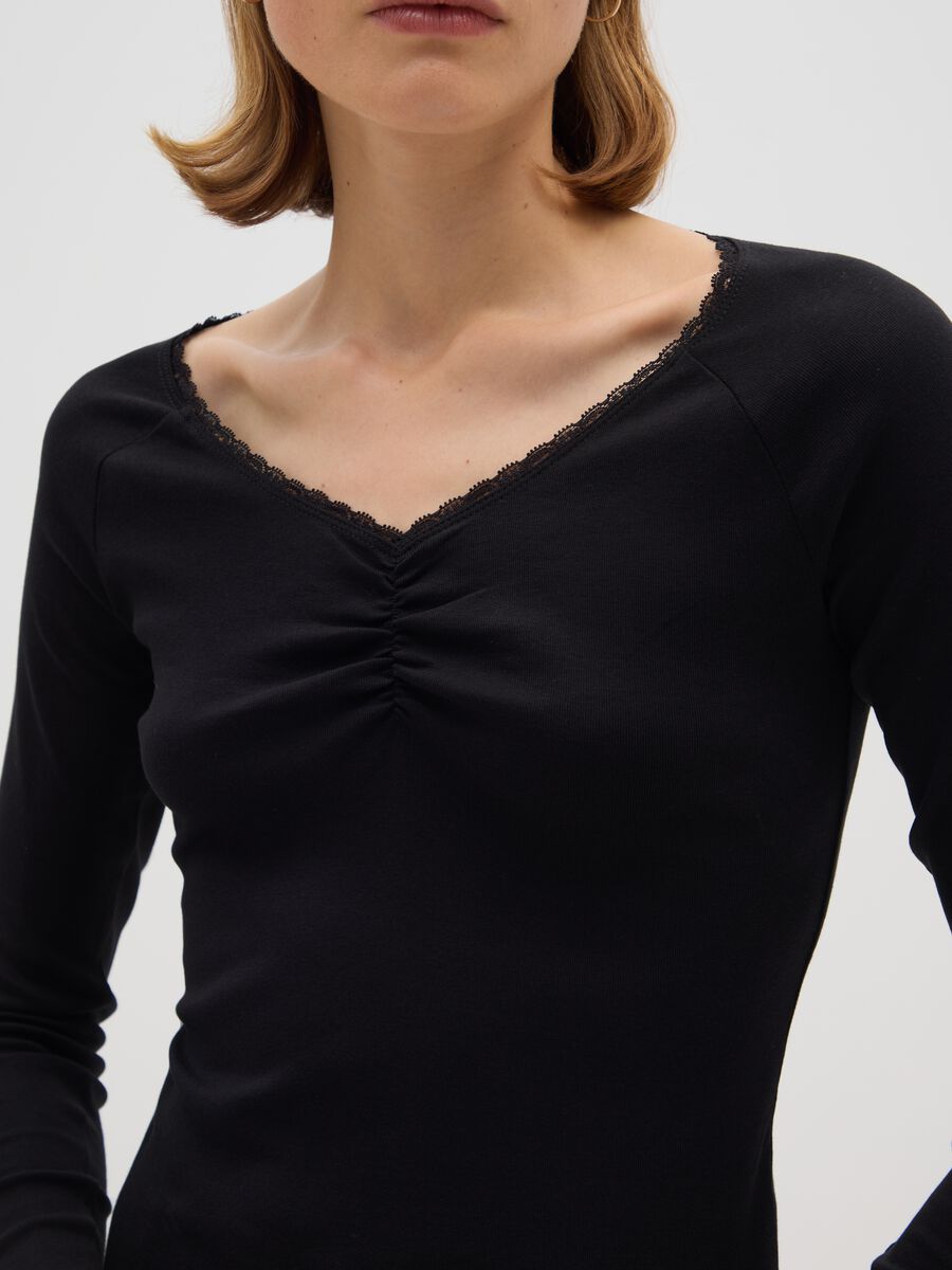 Maglia in puro cotone nero regular fit_3