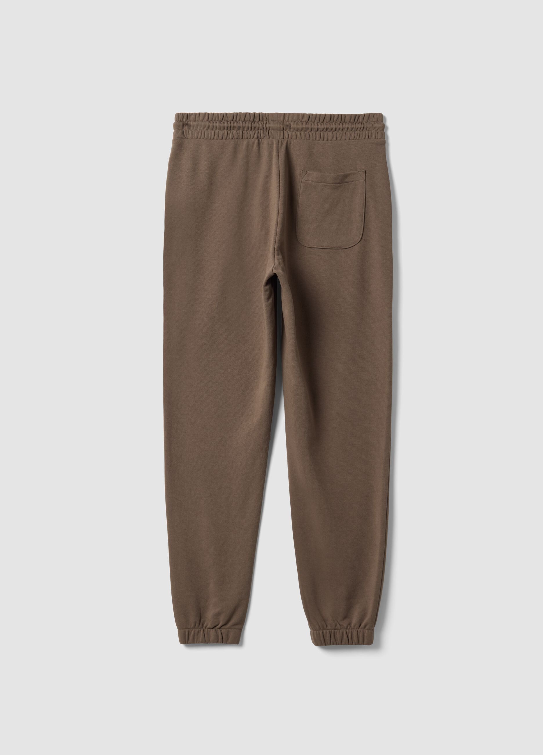 Brown cotton-blend jogger trousers, regular fit