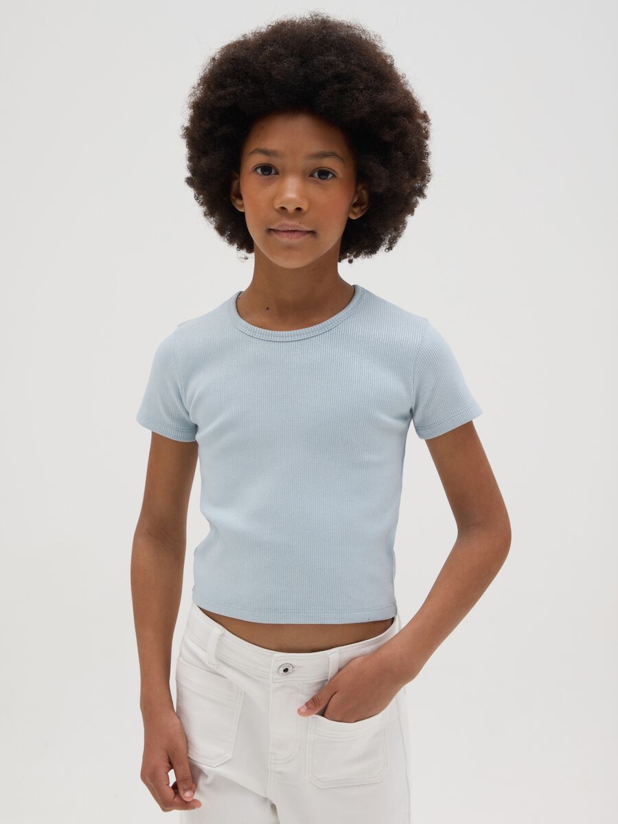 OVS Kids Short Sleeve Blue Stretch Cotton T-shirt_0