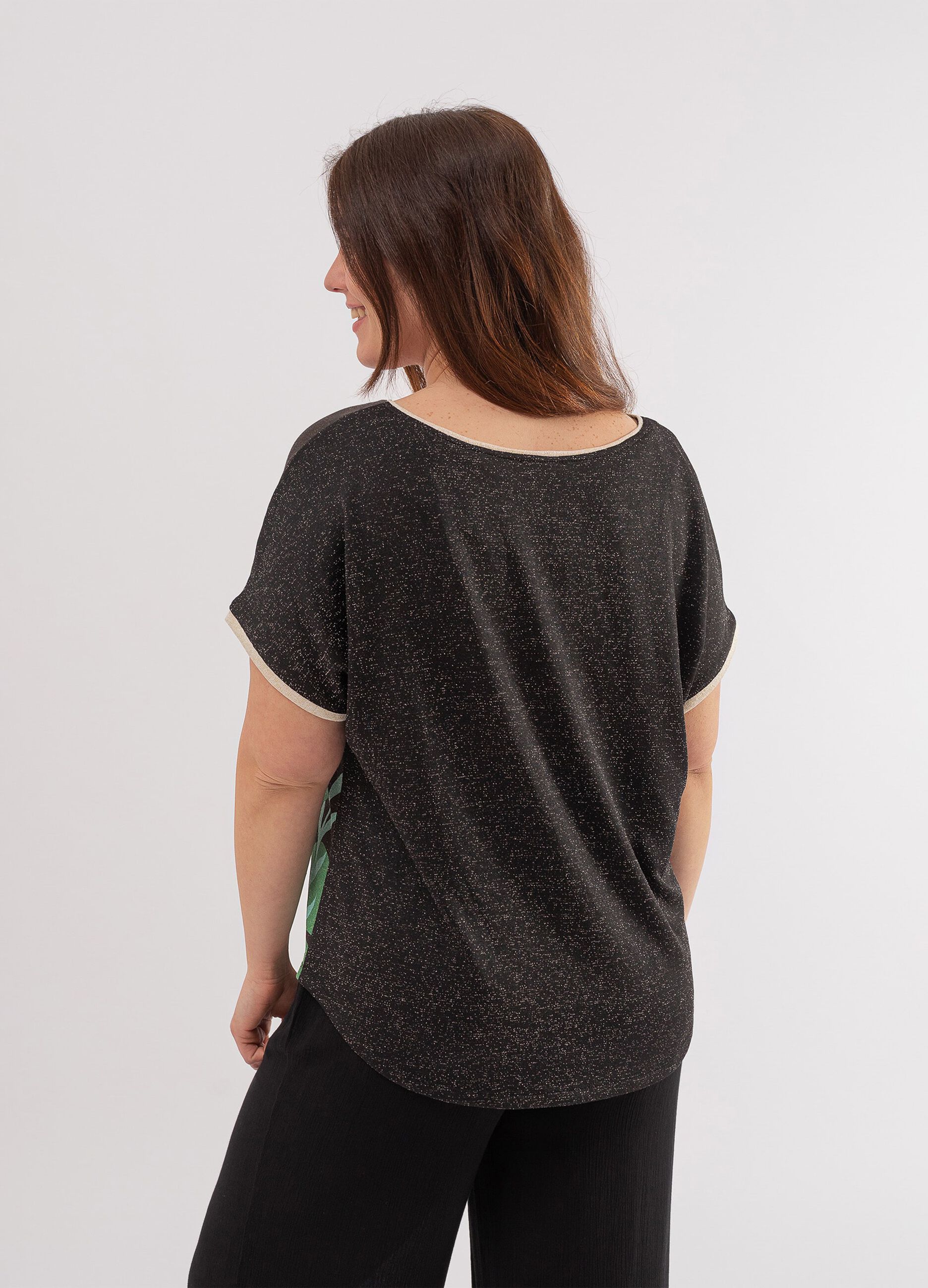T-shirt in lurex con stampa volto femminile Curvy_2