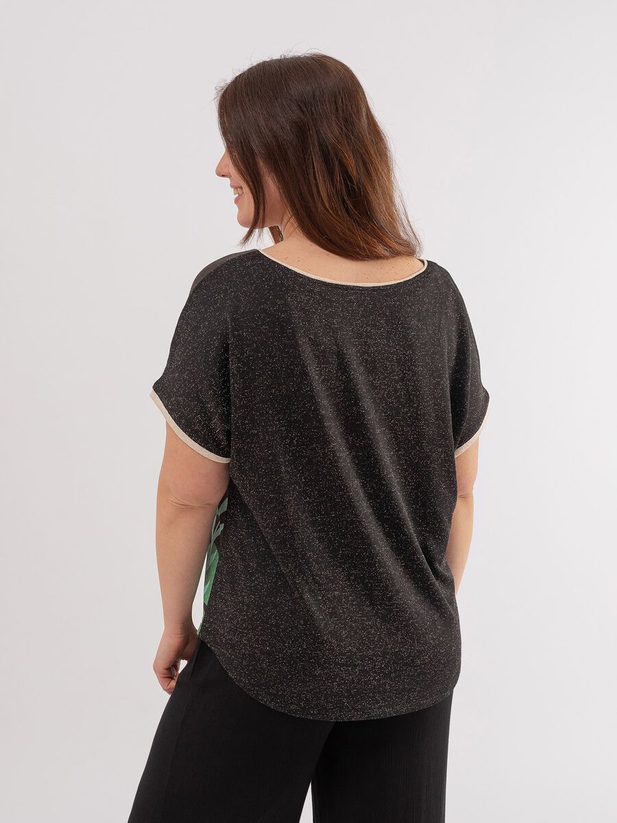 T-shirt in lurex con stampa volto femminile Curvy_2