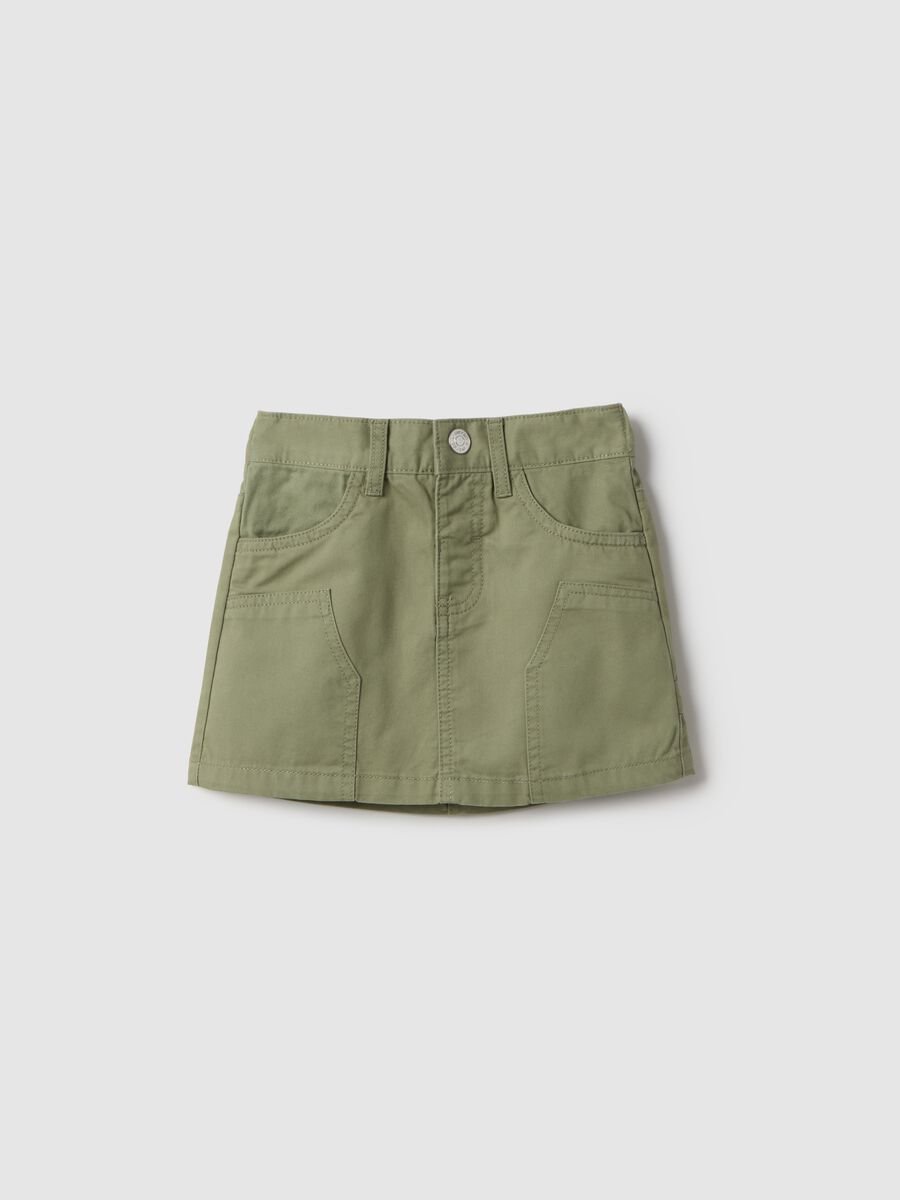 Girls' regular fit green cotton mini skirt with decorations_0