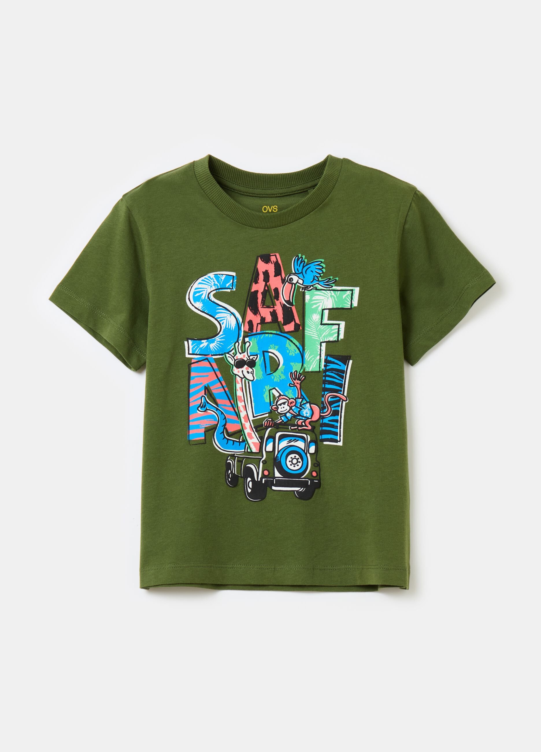 Cotton T-shirt with Safari print