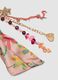 Pink keyring with floral scarf and charms_1