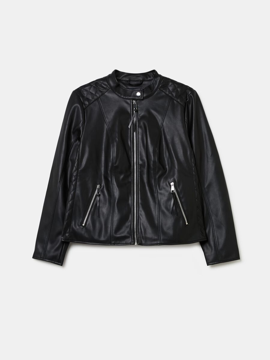 Giacca chiodo con impunture trapuntate Curvy_1